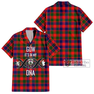 Gow of Skeoch Tartan Short Sleeve Button Shirt with Family Crest DNA In Me Style