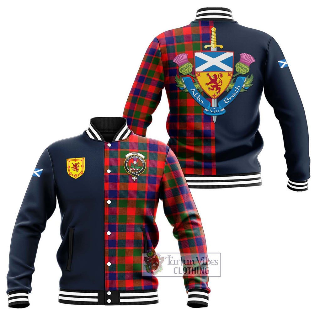 Tartan Vibes Clothing Gow of Skeoch Tartan Baseball Jacket with Scottish Lion Royal Arm Half Style