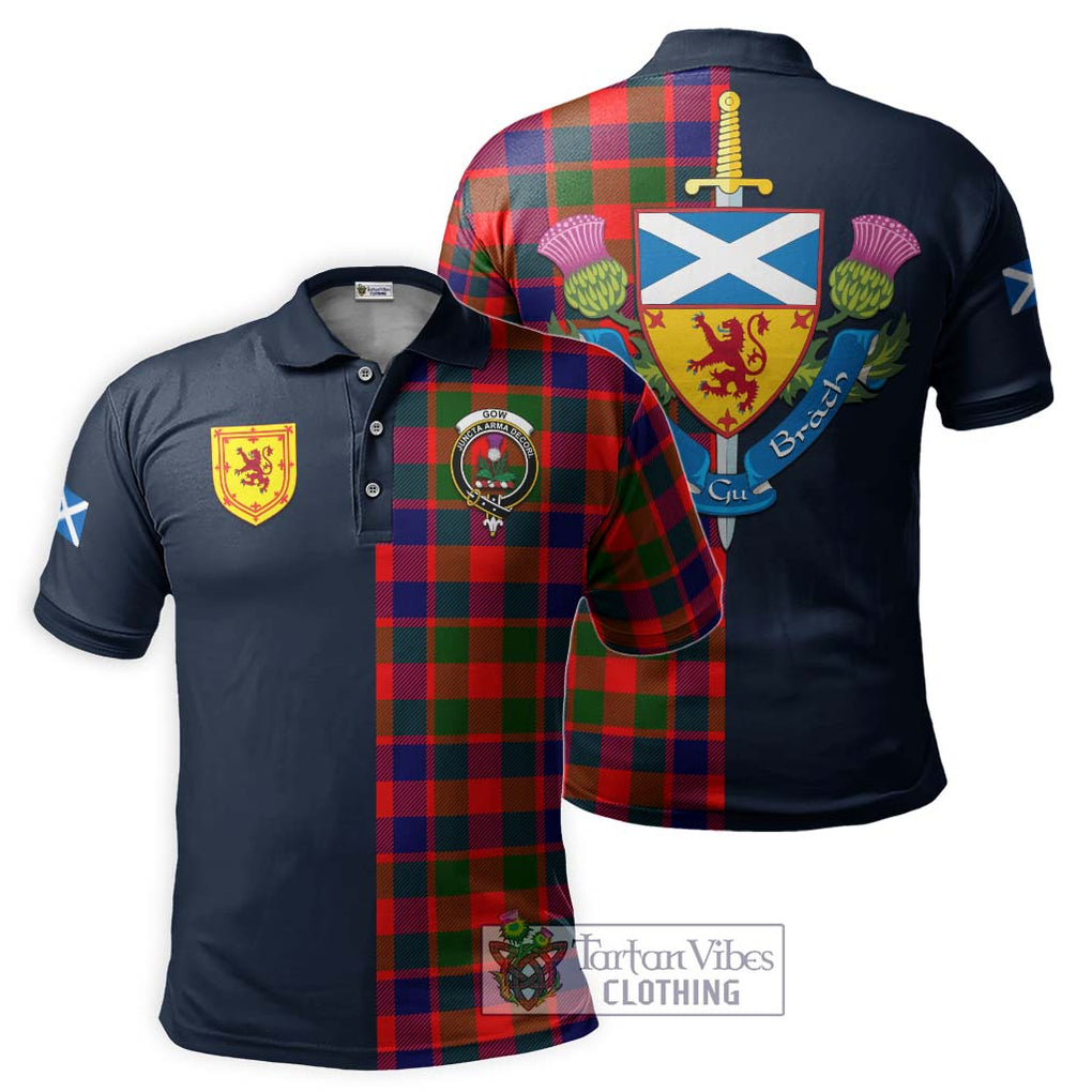 Tartan Vibes Clothing Gow of Skeoch Tartan Polo Shirt with Scottish Lion Royal Arm Half Style