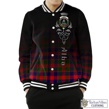 Gow of Skeoch Tartan Baseball Jacket Featuring Alba Gu Brath Family Crest Celtic Inspired