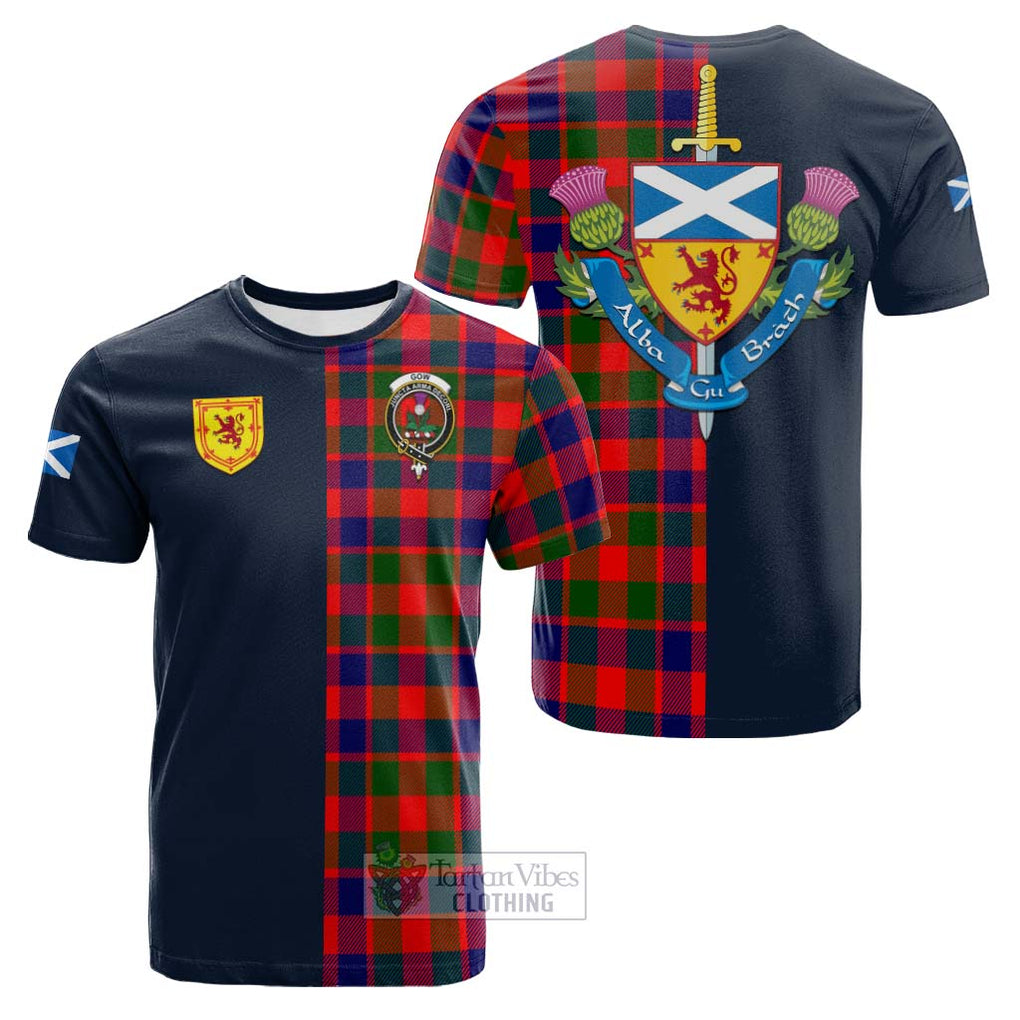 Tartan Vibes Clothing Gow of Skeoch Tartan Cotton T-shirt with Scottish Lion Royal Arm Half Style