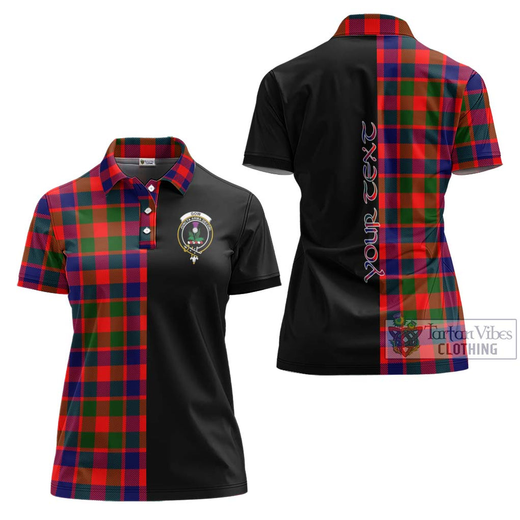 Gow of Skeoch Tartan Women's Polo Shirt with Family Crest and Half Of Me Style Women - Tartanvibesclothing Shop