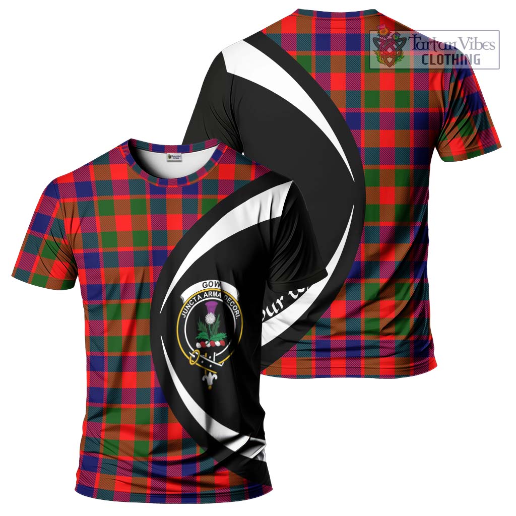 Tartan Vibes Clothing Gow of Skeoch Tartan T-Shirt with Family Crest Circle Style