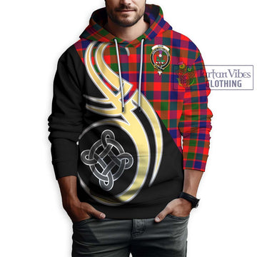 Gow of Skeoch Tartan Hoodie with Family Crest and Celtic Symbol Style