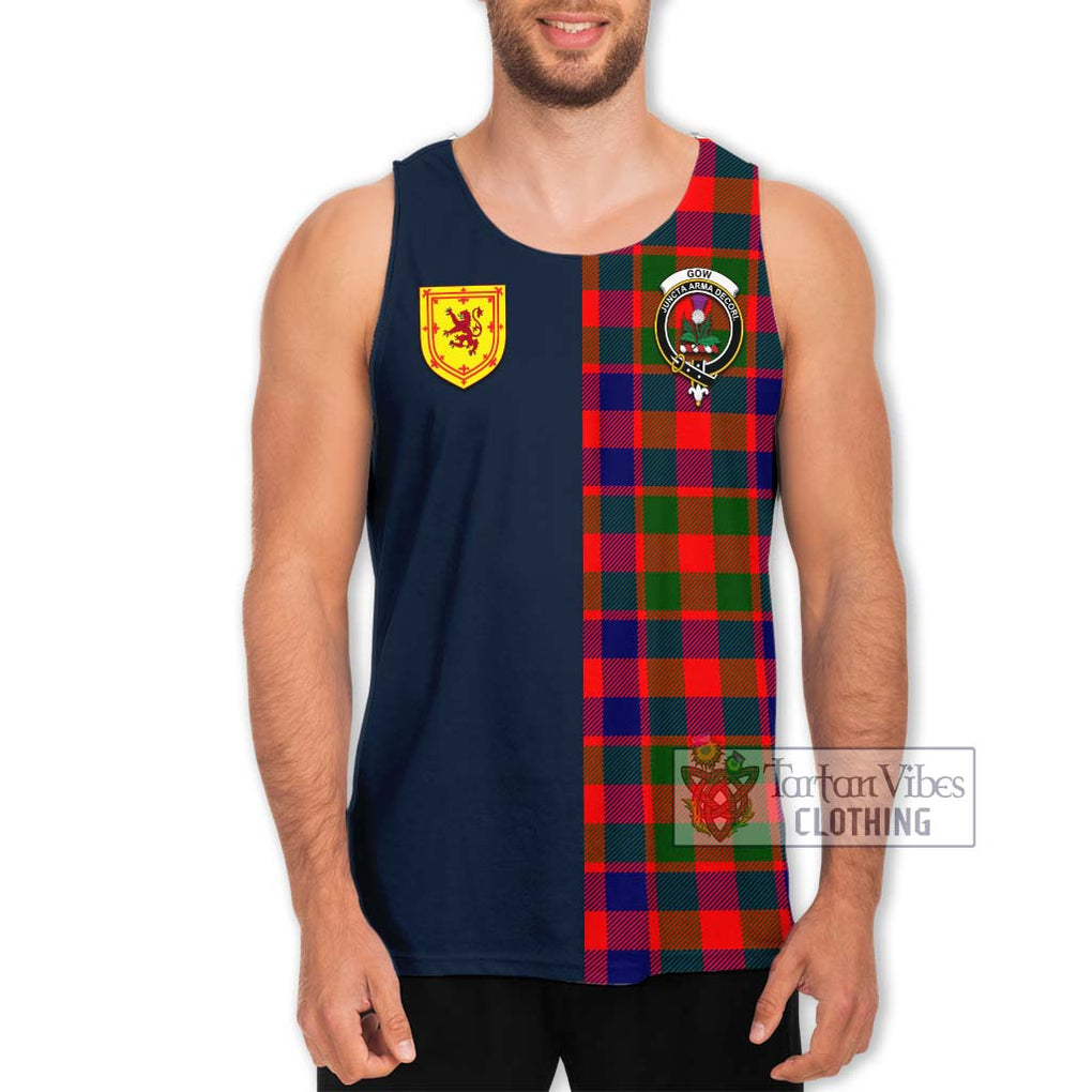 Tartan Vibes Clothing Gow of Skeoch Tartan Men's Tank Top with Scottish Lion Royal Arm Half Style