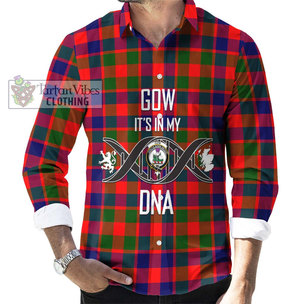 Gow of Skeoch Tartan Long Sleeve Button Shirt with Family Crest DNA In Me Style Men's Shirt S - Tartanvibesclothing Shop