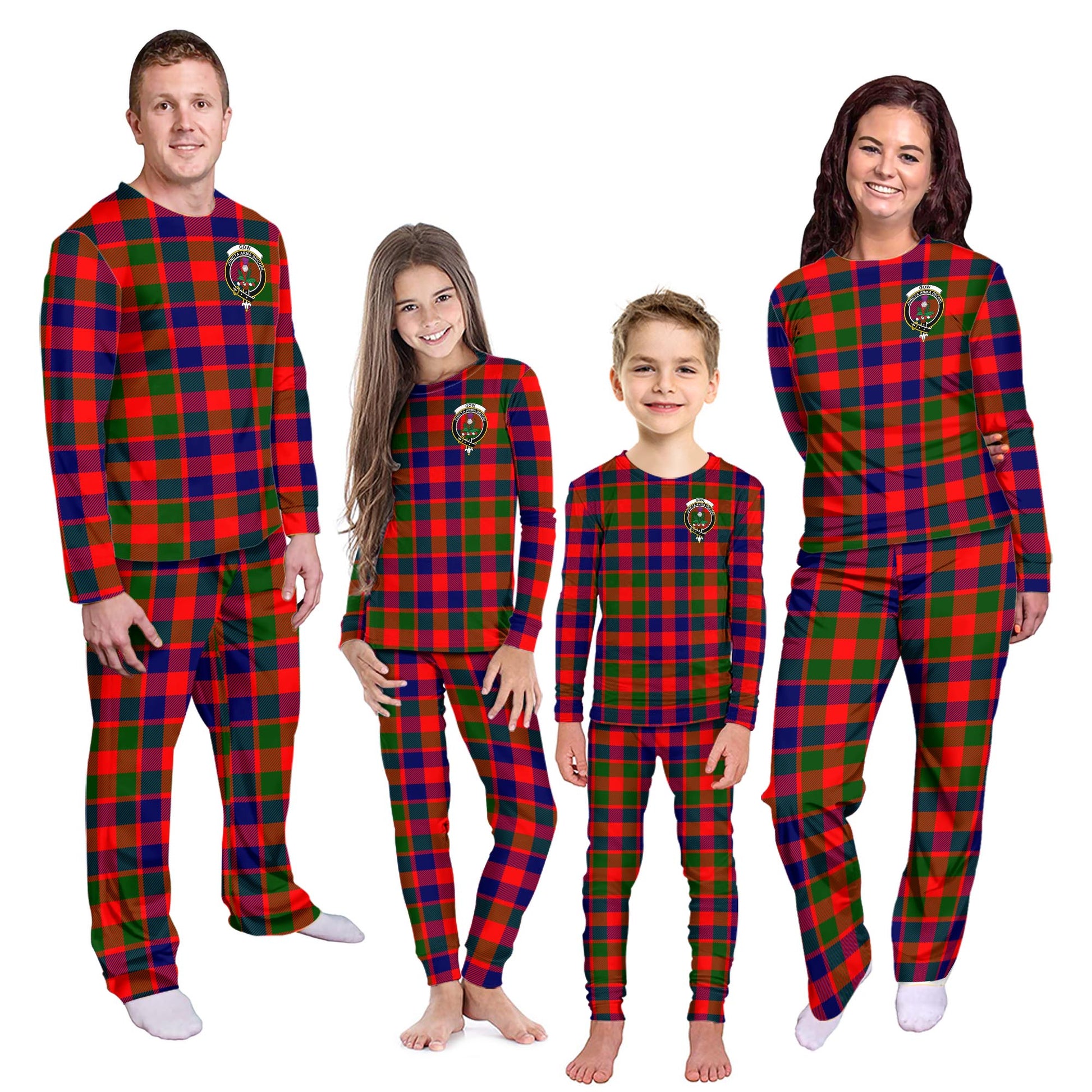 Gow of Skeoch Tartan Pajamas Family Set with Family Crest Kid - Tartan Vibes Clothing