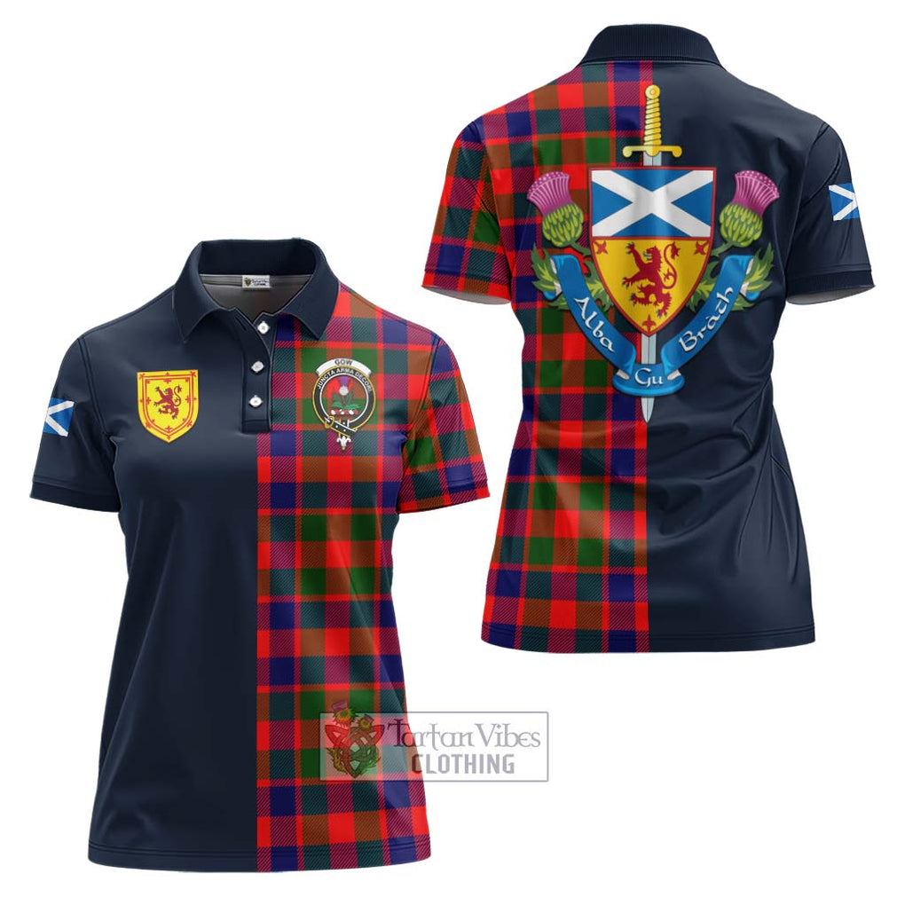 Tartan Vibes Clothing Gow of Skeoch Tartan Women's Polo Shirt with Scottish Lion Royal Arm Half Style