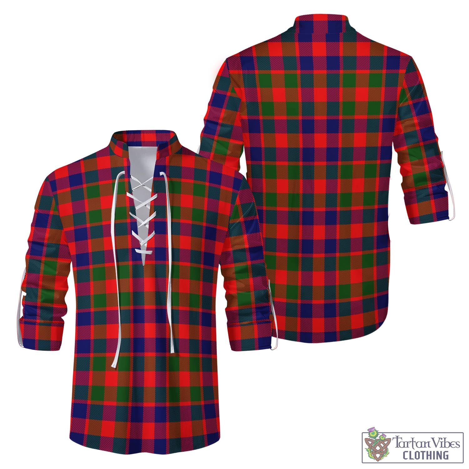 Tartan Vibes Clothing Gow of Skeoch Tartan Men's Scottish Traditional Jacobite Ghillie Kilt Shirt