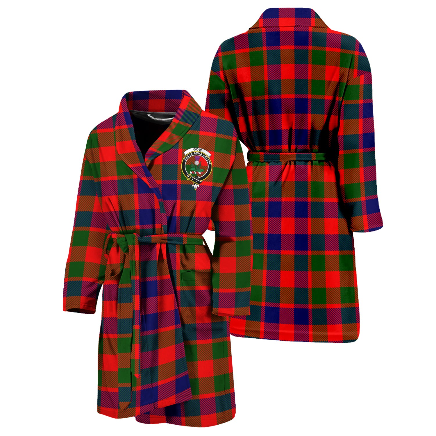 Gow of Skeoch Tartan Bathrobe with Family Crest Unisex S - Tartan Vibes Clothing