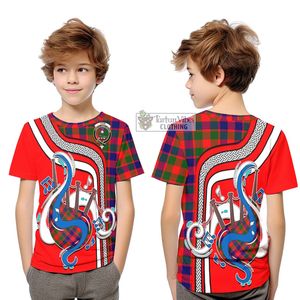 Tartan Vibes Clothing Gow of Skeoch Tartan Kid T-Shirt with Epic Bagpipe Style