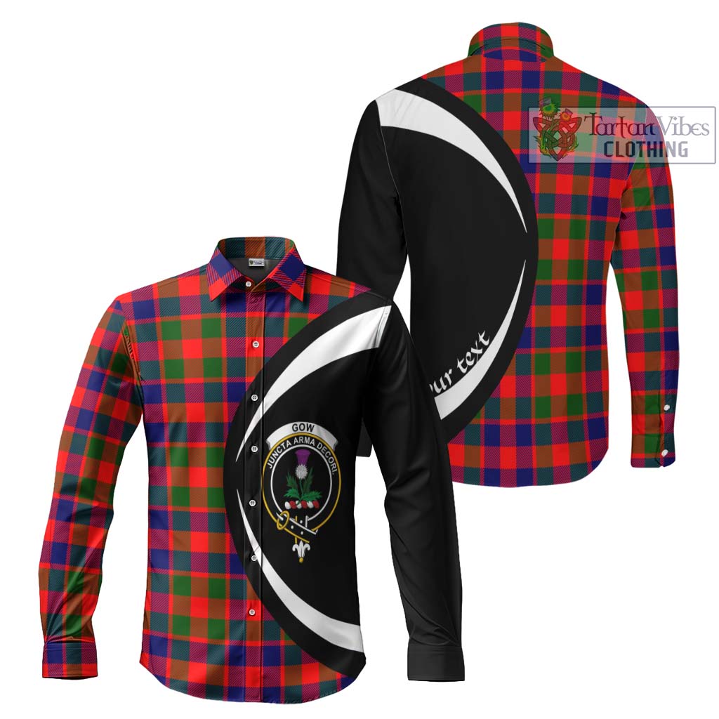 Gow of Skeoch Tartan Long Sleeve Button Up with Family Crest Circle Style Men's Shirt S - Tartan Vibes Clothing