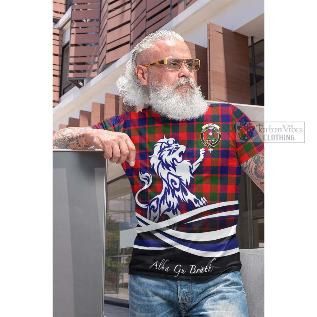 Tartan Vibes Clothing Gow of Skeoch Tartan Cotton T-shirt with Alba Gu Brath Regal Lion Emblem