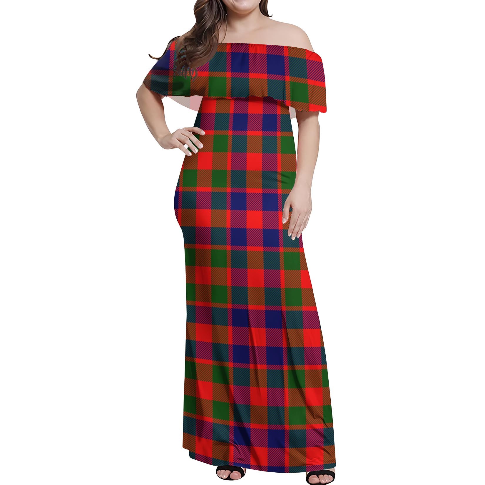 Gow of Skeoch Tartan Off Shoulder Long Dress Women's Dress - Tartanvibesclothing