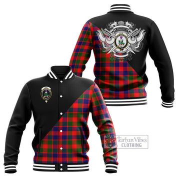 Gow of Skeoch Tartan Baseball Jacket with Family Crest and Military Logo Style