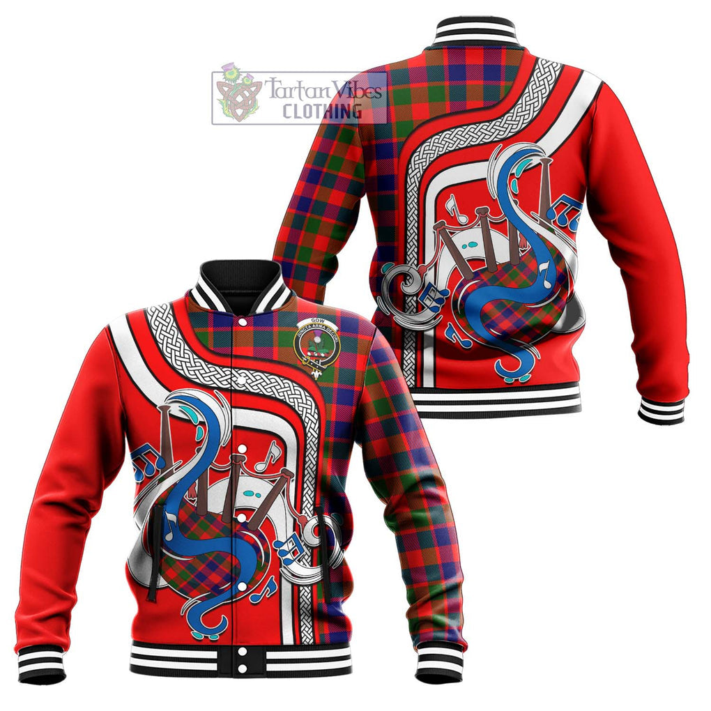 Tartan Vibes Clothing Gow of Skeoch Tartan Baseball Jacket with Epic Bagpipe Style