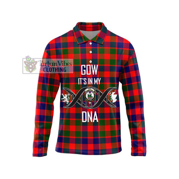 Gow of Skeoch Tartan Long Sleeve Polo Shirt with Family Crest DNA In Me Style