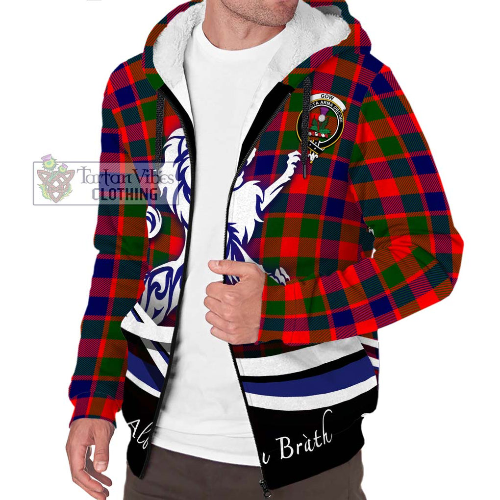 Gow of Skeoch Tartan Sherpa Hoodie with Alba Gu Brath Regal Lion Emblem Unisex S - Tartanvibesclothing Shop