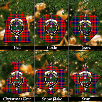 Gow of Skeoch Tartan Christmas Ceramic Ornaments with Family Crest