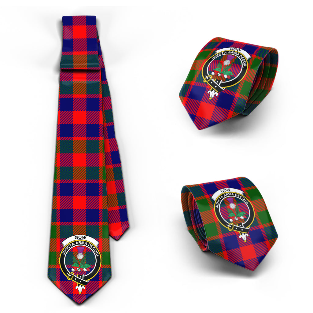 Gow of Skeoch Tartan Classic Necktie with Family Crest Necktie One Size - Tartan Vibes Clothing