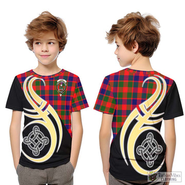 Gow of Skeoch Tartan Kid T-Shirt with Family Crest and Celtic Symbol Style