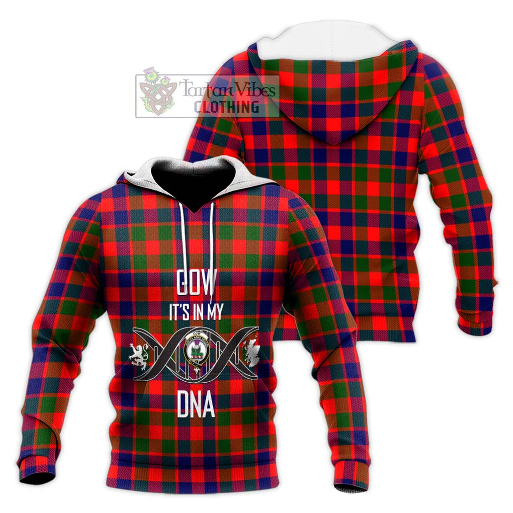 Gow of Skeoch Tartan Knitted Hoodie with Family Crest DNA In Me Style Unisex Knitted Pullover Hoodie - Tartanvibesclothing Shop