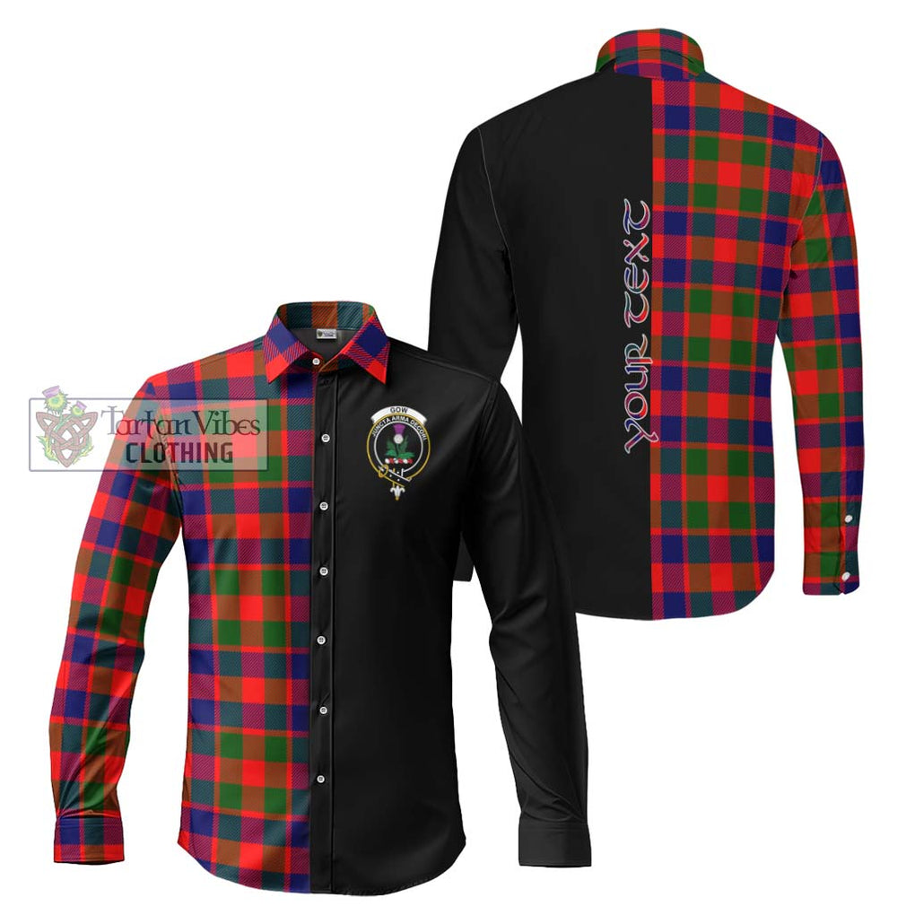 Gow of Skeoch Tartan Long Sleeve Button Shirt with Family Crest and Half Of Me Style Men's Shirt S - Tartanvibesclothing Shop