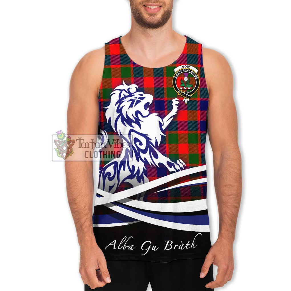 Gow of Skeoch Tartan Men's Tank Top with Alba Gu Brath Regal Lion Emblem Men - Tartanvibesclothing Shop