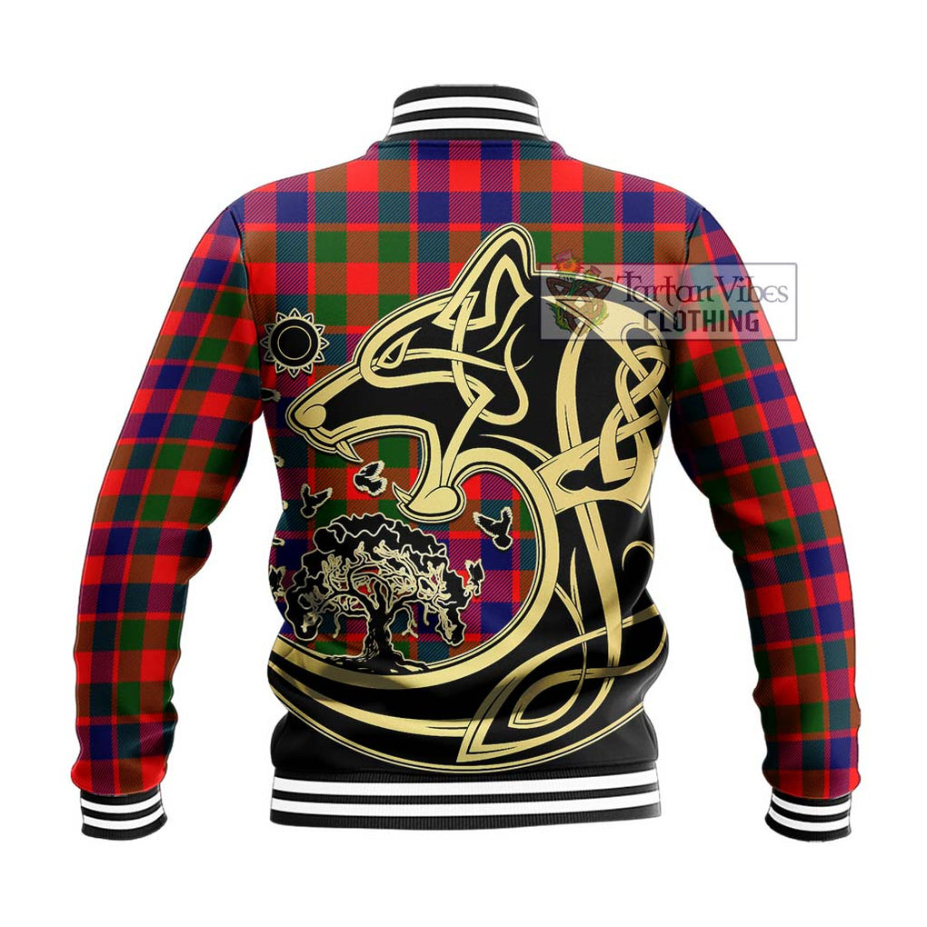 Gow of Skeoch Tartan Baseball Jacket with Family Crest Celtic Wolf Style - Tartan Vibes Clothing