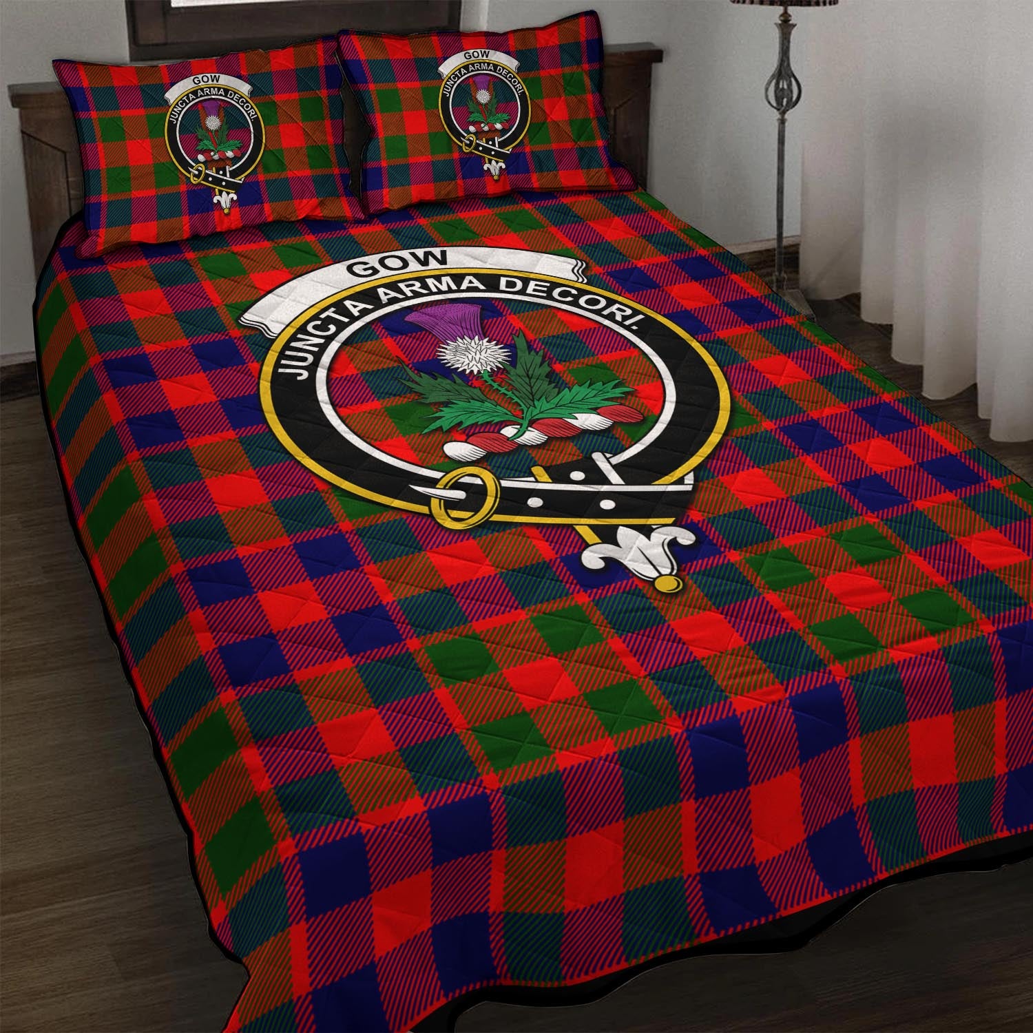 Gow of Skeoch Tartan Quilt Bed Set with Family Crest - Tartan Vibes Clothing