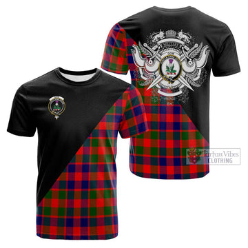 Gow of Skeoch Tartan Cotton T-shirt with Family Crest and Military Logo Style