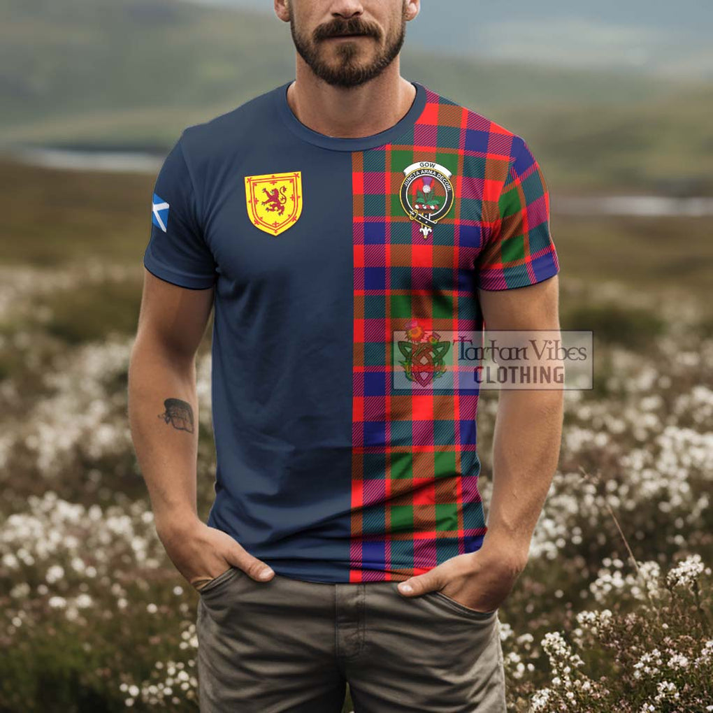 Tartan Vibes Clothing Gow of Skeoch Tartan T-Shirt Alba with Scottish Lion Royal Arm Half Style