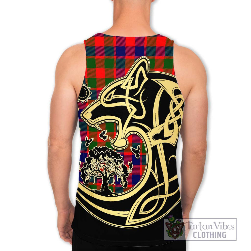 Gow of Skeoch Tartan Men's Tank Top with Family Crest Celtic Wolf Style - Tartan Vibes Clothing