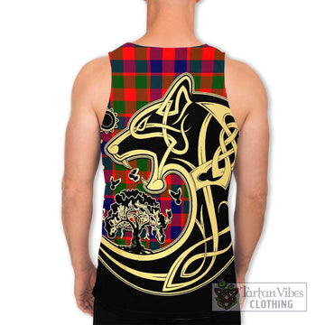 Gow of Skeoch Tartan Men's Tank Top with Family Crest Celtic Wolf Style