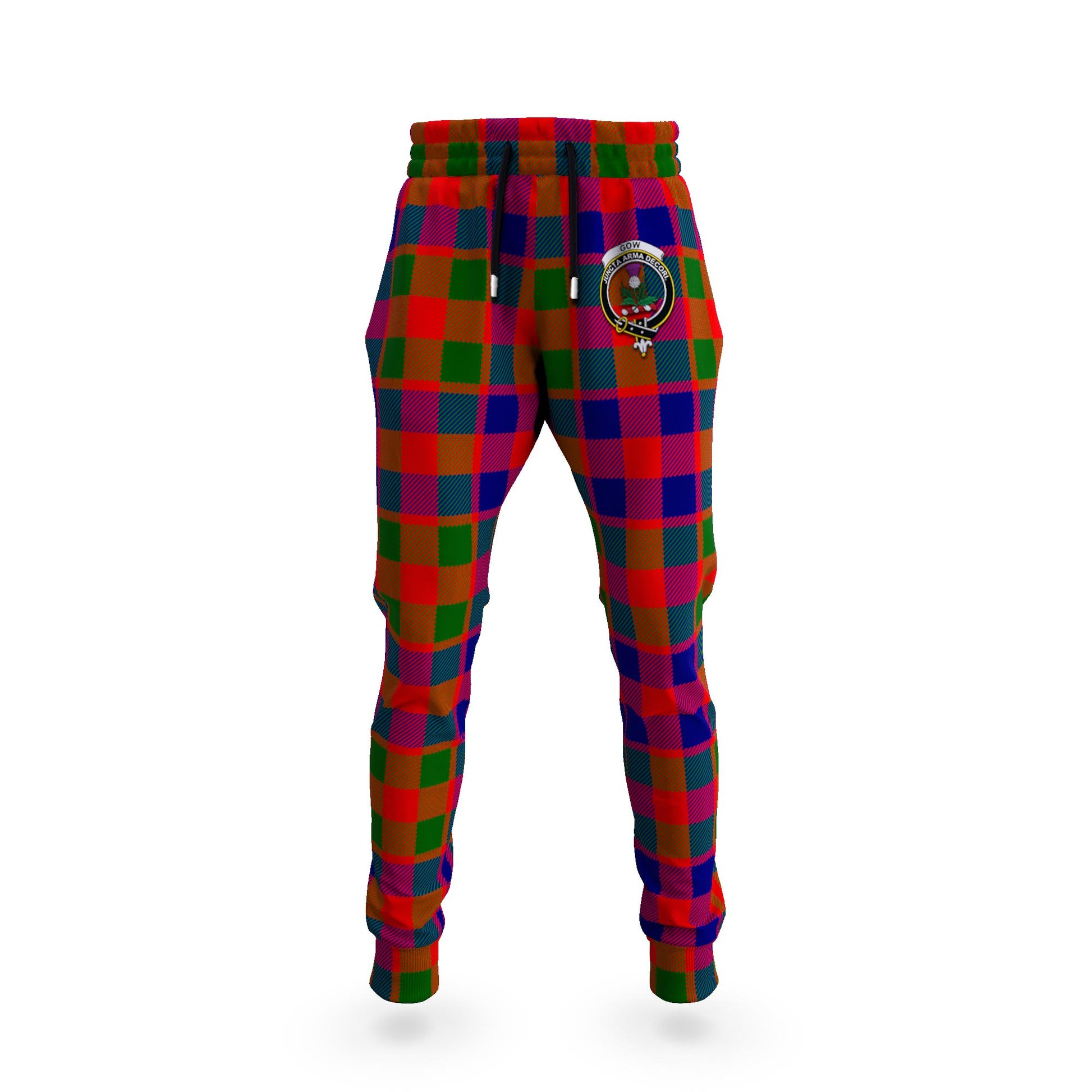 Gow of Skeoch Tartan Joggers Pants with Family Crest 5XL - Tartan Vibes Clothing