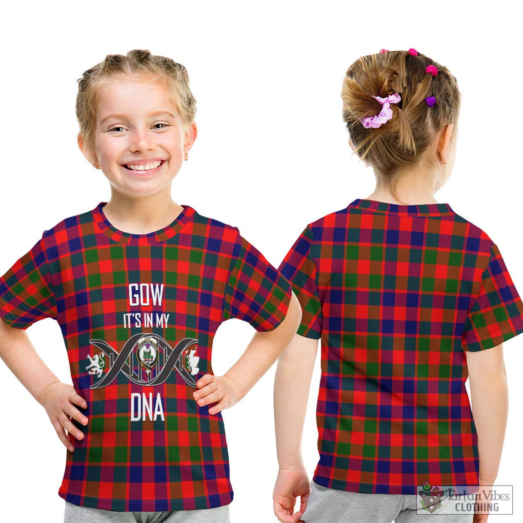 Gow of Skeoch Tartan Kid T-Shirt with Family Crest DNA In Me Style - Tartanvibesclothing Shop