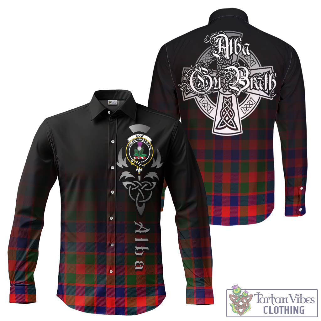 Tartan Vibes Clothing Gow of Skeoch Tartan Long Sleeve Button Up Featuring Alba Gu Brath Family Crest Celtic Inspired