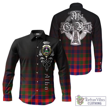 Gow of Skeoch Tartan Long Sleeve Button Up Featuring Alba Gu Brath Family Crest Celtic Inspired