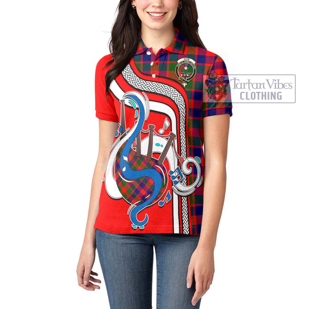 Gow of Skeoch Tartan Women's Polo Shirt with Epic Bagpipe Style - Tartanvibesclothing Shop