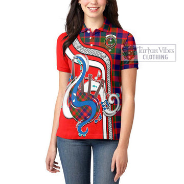 Gow of Skeoch Tartan Women's Polo Shirt with Epic Bagpipe Style