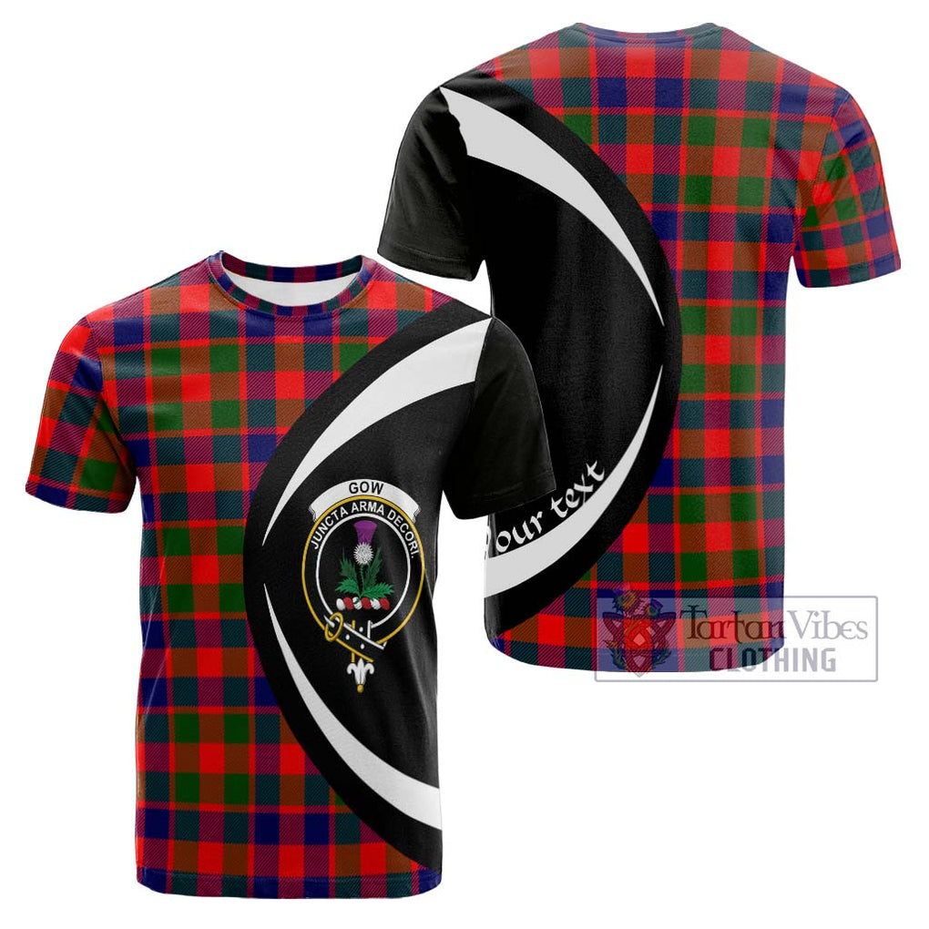 Tartan Vibes Clothing Gow of Skeoch Tartan Cotton T-shirt with Family Crest Circle Style