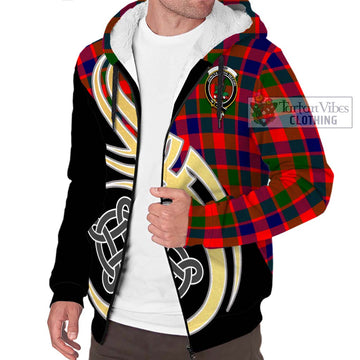 Gow of Skeoch Tartan Sherpa Hoodie with Family Crest and Celtic Symbol Style