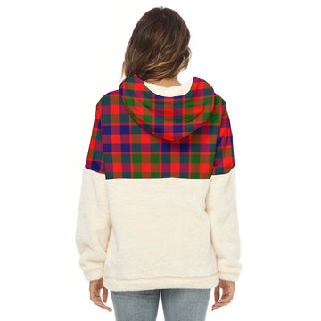 Gow of Skeoch Tartan Women's Borg Fleece Hoodie With Half Zip with Family Crest