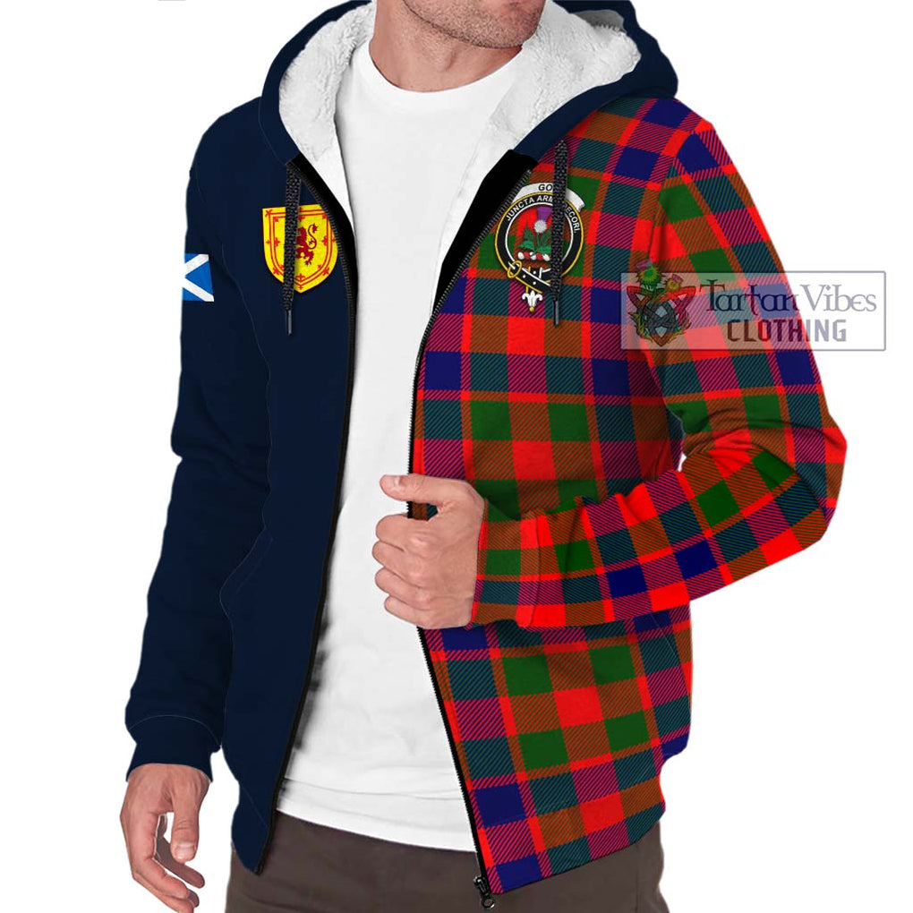 Tartan Vibes Clothing Gow of Skeoch Tartan Sherpa Hoodie with Scottish Lion Royal Arm Half Style