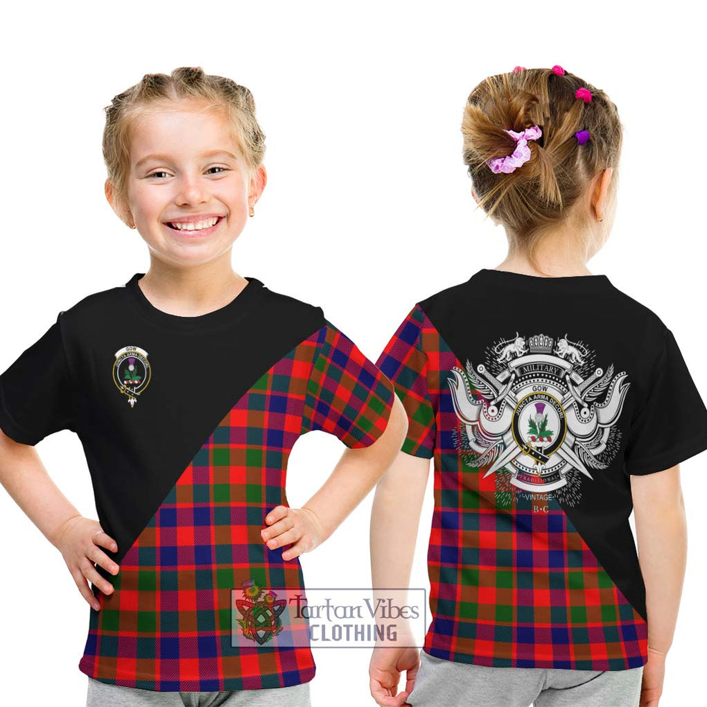 Gow of Skeoch Tartan Kid T-Shirt with Family Crest and Military Logo Style - Tartanvibesclothing Shop