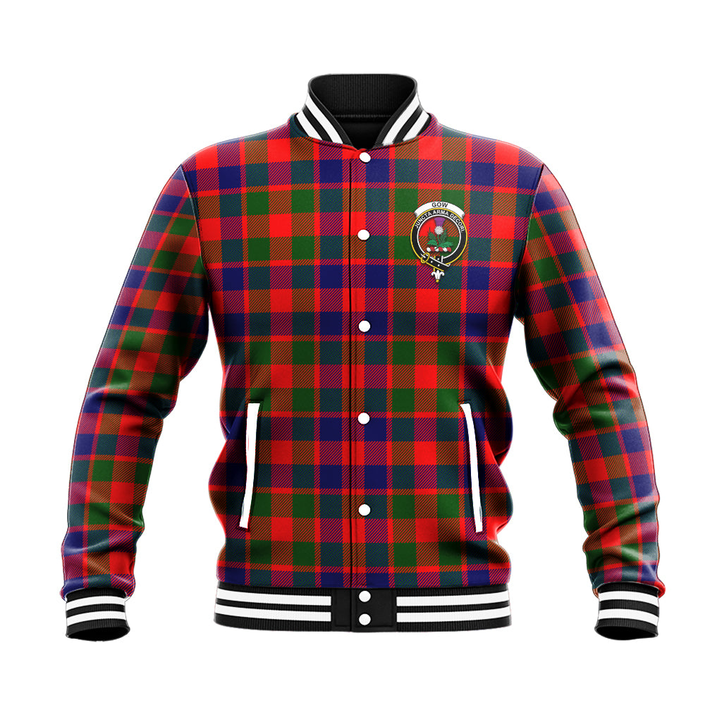 Gow of Skeoch Tartan Baseball Jacket with Family Crest - Tartan Vibes Clothing