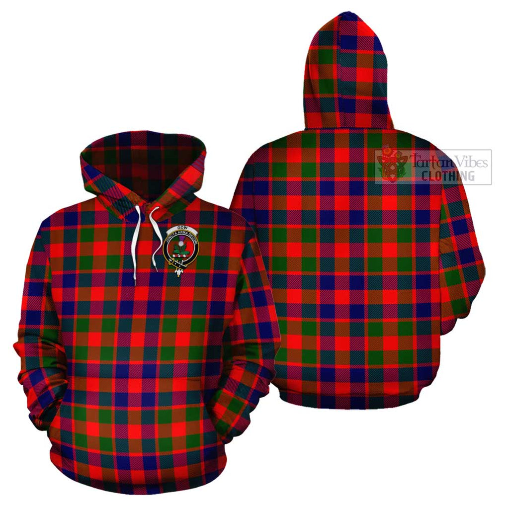 Gow of Skeoch Tartan Cotton Hoodie with Family Crest Pullover Hoodie - Tartan Vibes Clothing