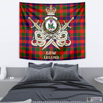 Gow of Skeoch Tartan Tapestry with Clan Crest and the Golden Sword of Courageous Legacy