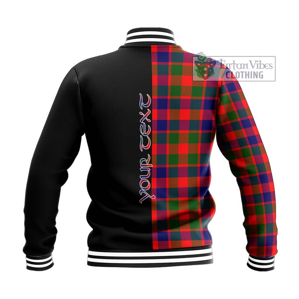 Gow of Skeoch Tartan Baseball Jacket with Family Crest and Half Of Me Style - Tartanvibesclothing Shop