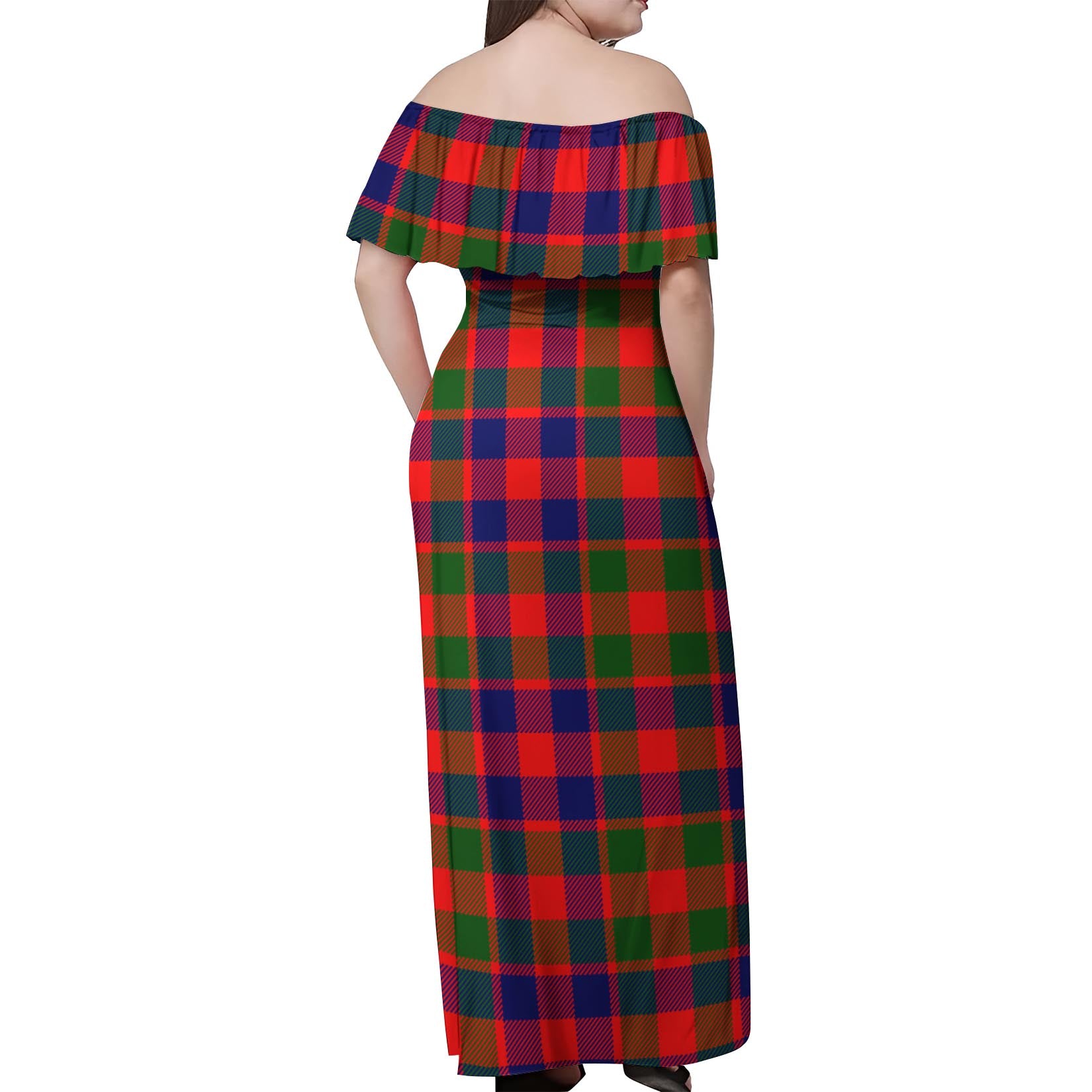 Gow of Skeoch Tartan Off Shoulder Long Dress - Tartanvibesclothing